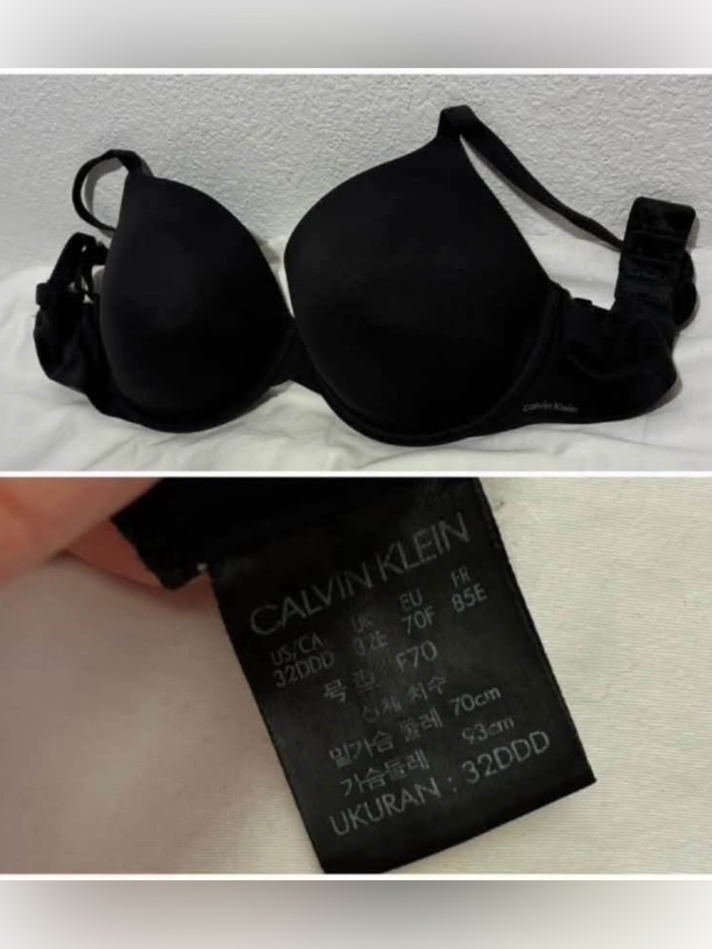 Black Calvin Klein underwire bra size 32DDD